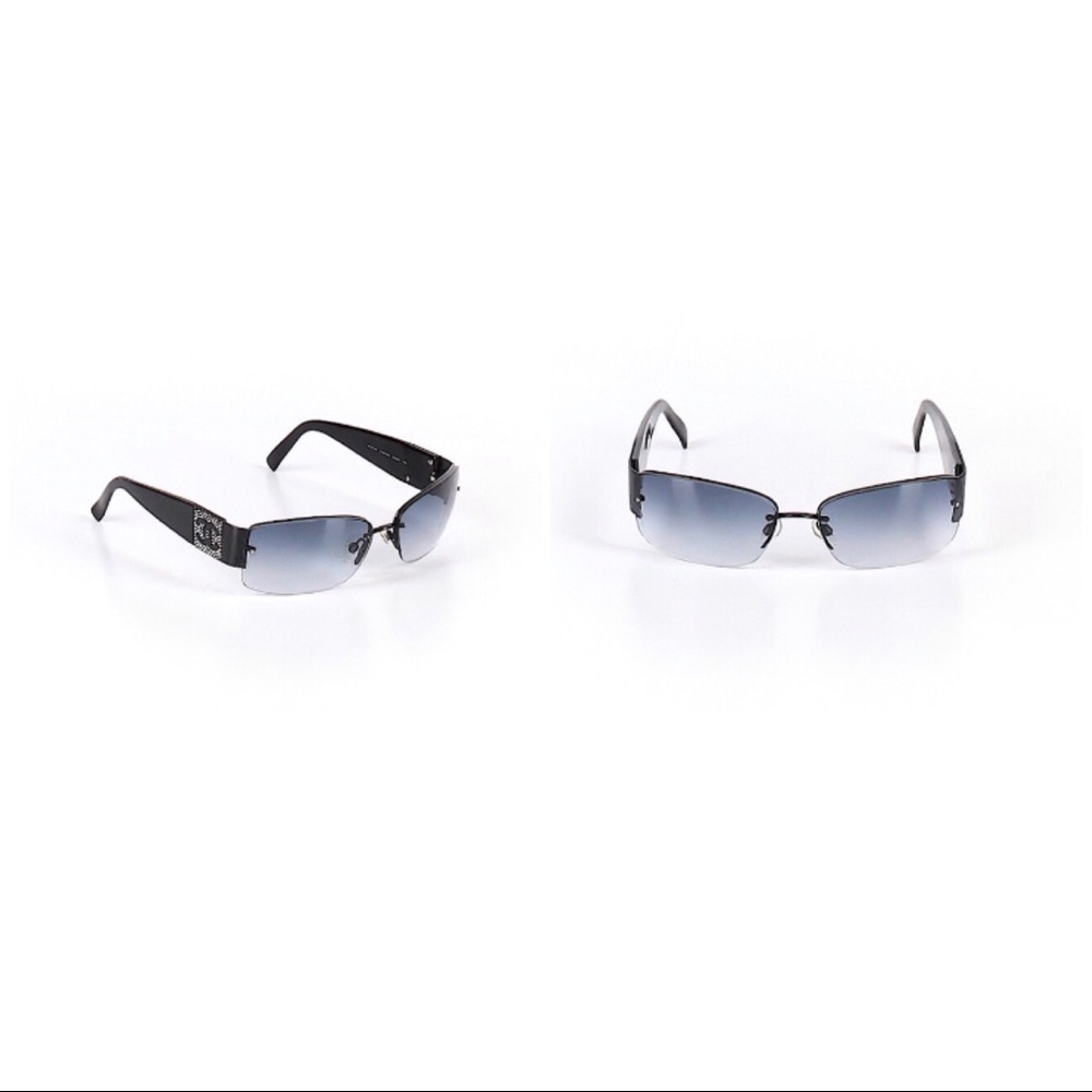 CHANEL Rimless Black Ombré Fade Rhinestone Sunnies